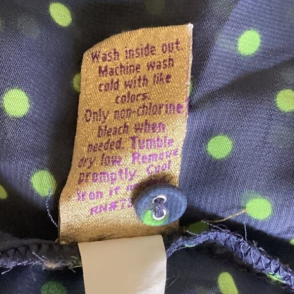 Vera Wang Princess Sheer Sleeveless Polka Dot Button-Up Top Sz S Blue 12A - Picture 10 of 10